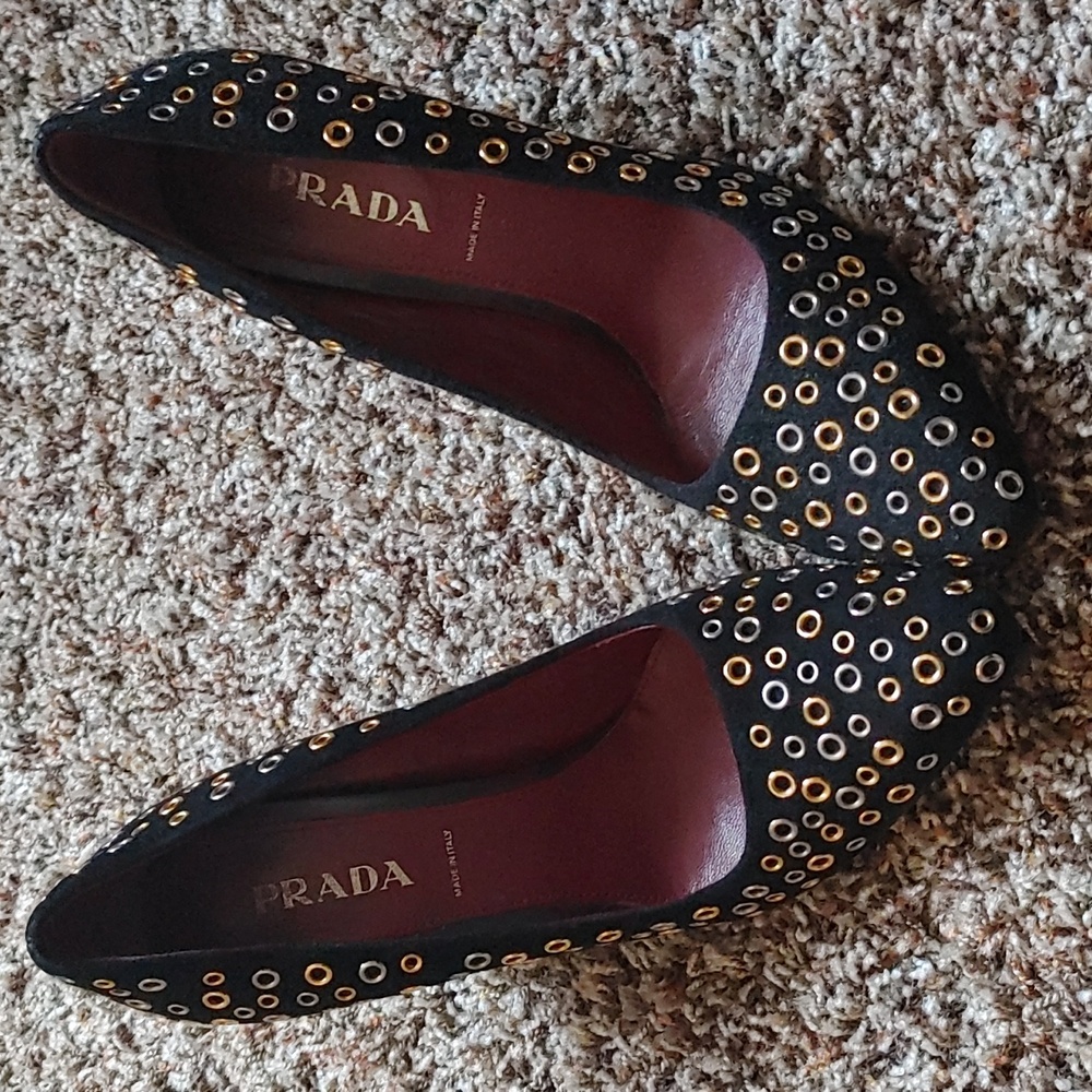 Prad vintage grommett embellished heels